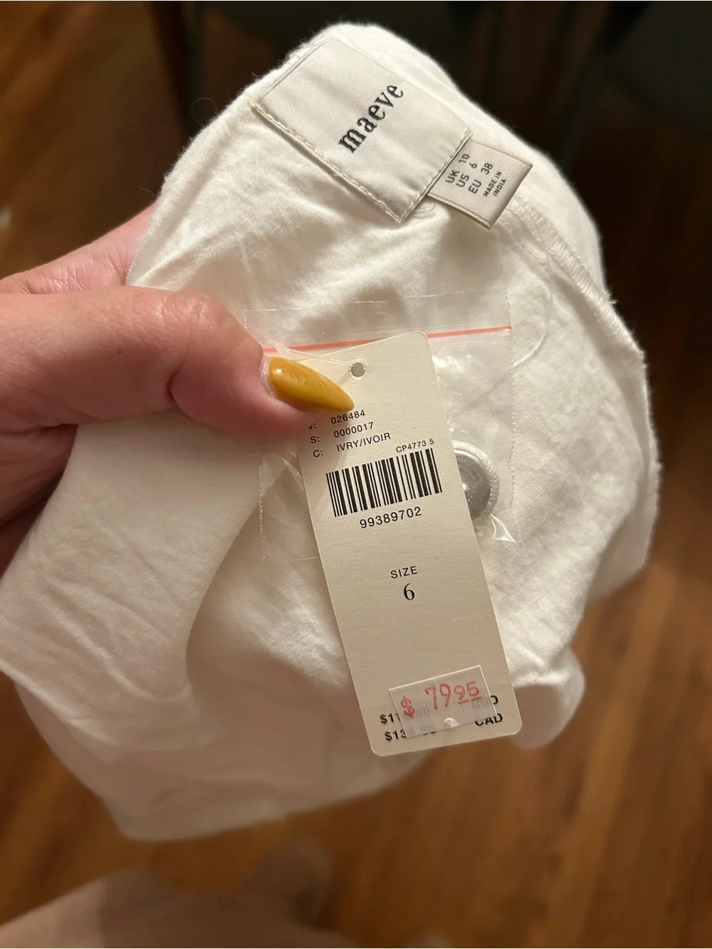 Anthropologie Maeve Women Lined Skirt Ivory Pleated Skort Eyelet Cutout Tennis 6